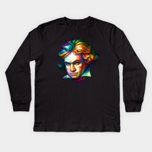 Ludwig van Beethoven Colorful Portrait Kids Long Sleeve T-Shirt